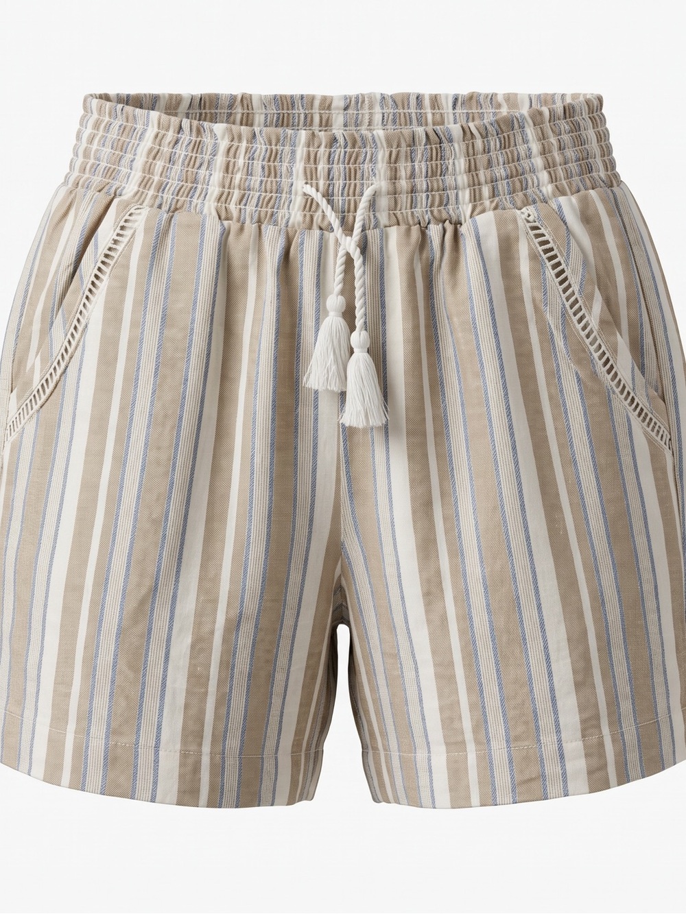Briggs Striped Drawstring Women's Shorts Striped Beige & Blue Size Medium